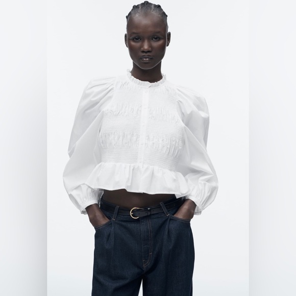 Zara elasticized poplin blouse - Picture 4 of 11